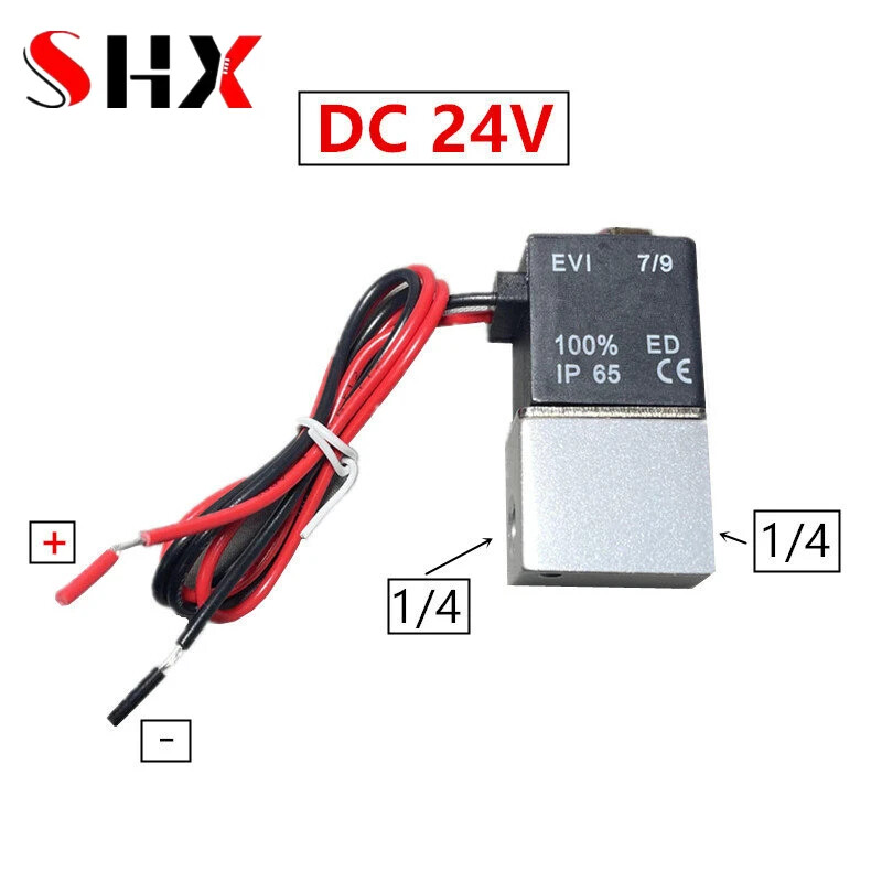 Ventil kompresora 1/4'' normalno zatvoreni pneumatski aluminijski solenoidni ventili 12V 24V 220V 110V Napon za Zrak Voda Ulje 8 mm Cijev