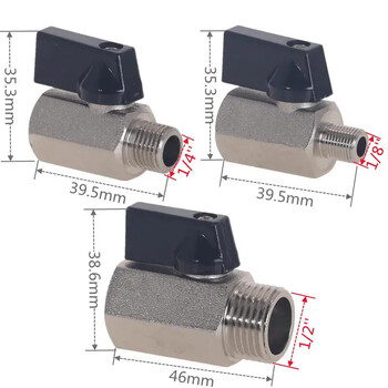 1 τμχ Mini Brass Ball Valve 1/2, 1/4\