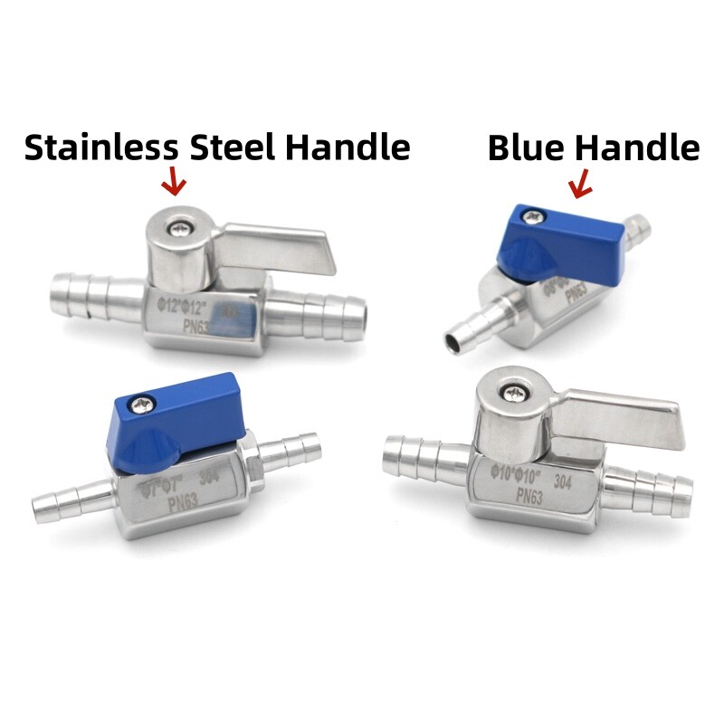 Sanitarni mini kuglasti ventil od nehrđajućeg čelika 304 7 mm 8 mm 10 mm 12 mm Zupčasto crijevo Homebrew 2 smjera plin voda ulje