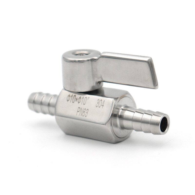 Sanitarni mini kuglasti ventil od nehrđajućeg čelika 304 7 mm 8 mm 10 mm 12 mm Zupčasto crijevo Homebrew 2 smjera plin voda ulje