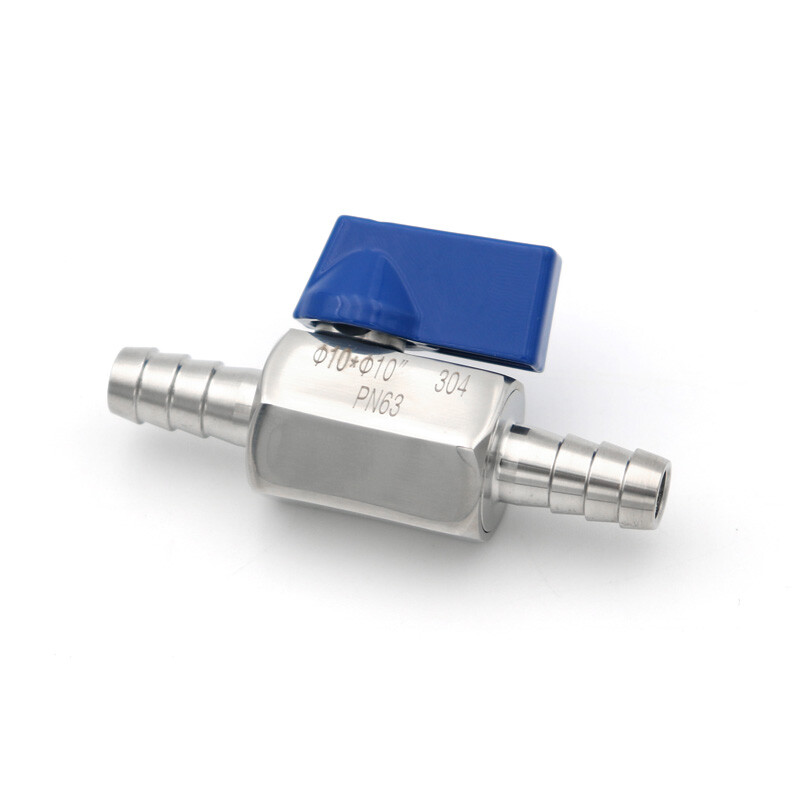 Sanitarni mini kuglasti ventil od nehrđajućeg čelika 304 7 mm 8 mm 10 mm 12 mm Zupčasto crijevo Homebrew 2 smjera plin voda ulje
