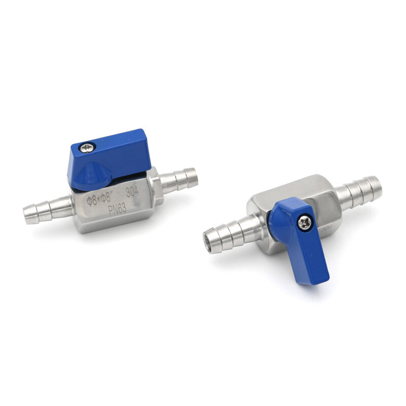 Sanitarni mini kuglasti ventil od nehrđajućeg čelika 304 7 mm 8 mm 10 mm 12 mm Zupčasto crijevo Homebrew 2 smjera plin voda ulje