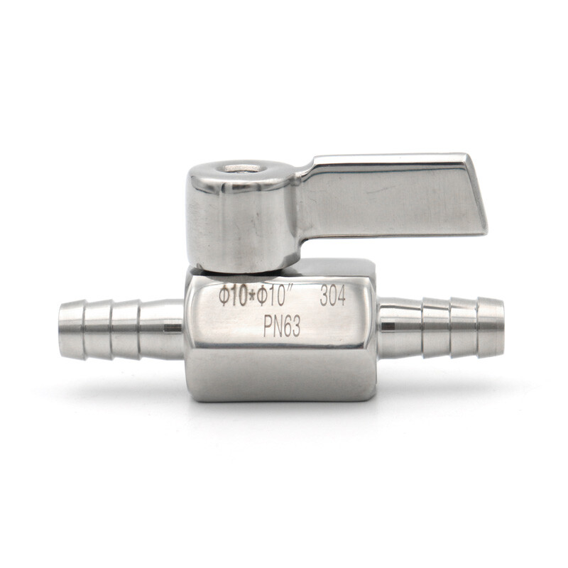 Sanitarni mini kuglasti ventil od nehrđajućeg čelika 304 7 mm 8 mm 10 mm 12 mm Zupčasto crijevo Homebrew 2 smjera plin voda ulje