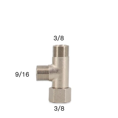 Mjed 3/8' 1/2' 9/16' T-spojnica 3-smjerna cijevna spojnica T adapter Ventil za punjenje Shaffat Bide Preusmjerivač vode Priključak Pribor