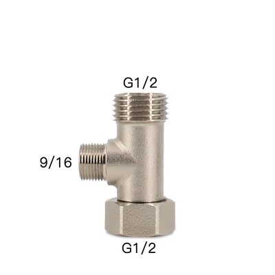 Mjed 3/8' 1/2' 9/16' T-spojnica 3-smjerna cijevna spojnica T adapter Ventil za punjenje Shaffat Bide Preusmjerivač vode Priključak Pribor