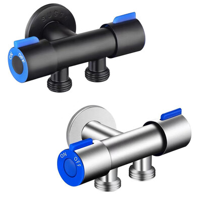 SUS304 неръждаема стомана с двойно управление 1 в 2 изходящ ъглов вентил за баня, тоалетна, пералня, двойно водно биде, ъглов клапан, кран