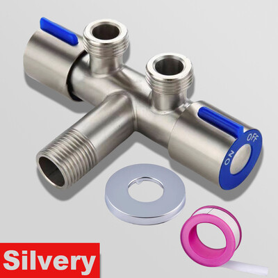 SUS304 dvostruka kontrola od nehrđajućeg čelika 1 u 2 izlaz kupaonica WC kutni ventil Perilica rublja dvostruka slavina s kutnim ventilom za bide za vodu