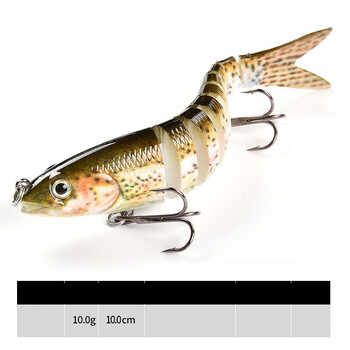 Bionic Fake Fish Lure σετ πολλών τμημάτων Slow Sinking Long Distance 10cm10g Προσομοίωση σκληρού δολώματος ψαριών 9 τμημάτων