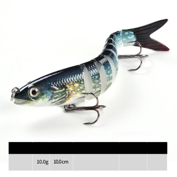 Bionic Fake Fish Lure σετ πολλών τμημάτων Slow Sinking Long Distance 10cm10g Προσομοίωση σκληρού δολώματος ψαριών 9 τμημάτων