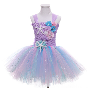 Girl Princess Mermaid Tutu Dress Under the Sea Princess Παιδικά φορέματα για κορίτσια Στολή γενεθλίων με κορδέλα λουλουδιών