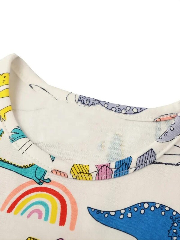 Tüdrukute suvine lühikeste varrukatega kleit dinosaurusmustritega beebiriietega