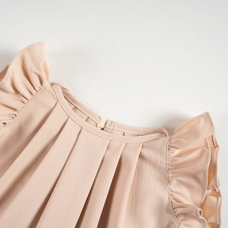 Suvine armas volangidega varrukatega beebikleit, ühevärviline A-joonega printsesskleit, väikelapse tüdruku igapäevariided 0-6 a