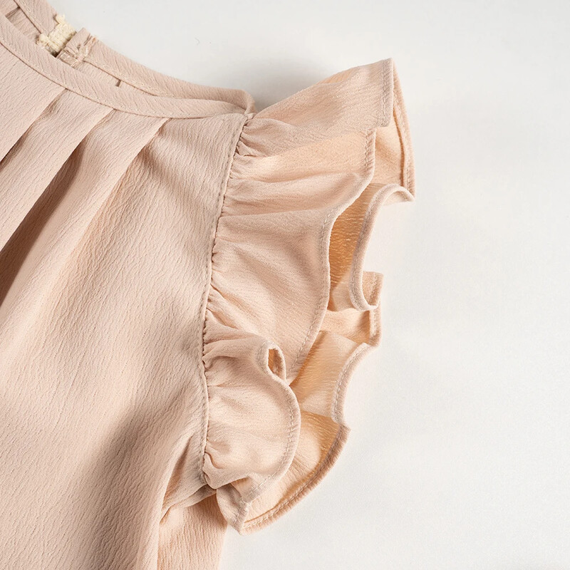 Suvine armas volangidega varrukatega beebikleit, ühevärviline A-joonega printsesskleit, väikelapse tüdruku igapäevariided 0-6 a