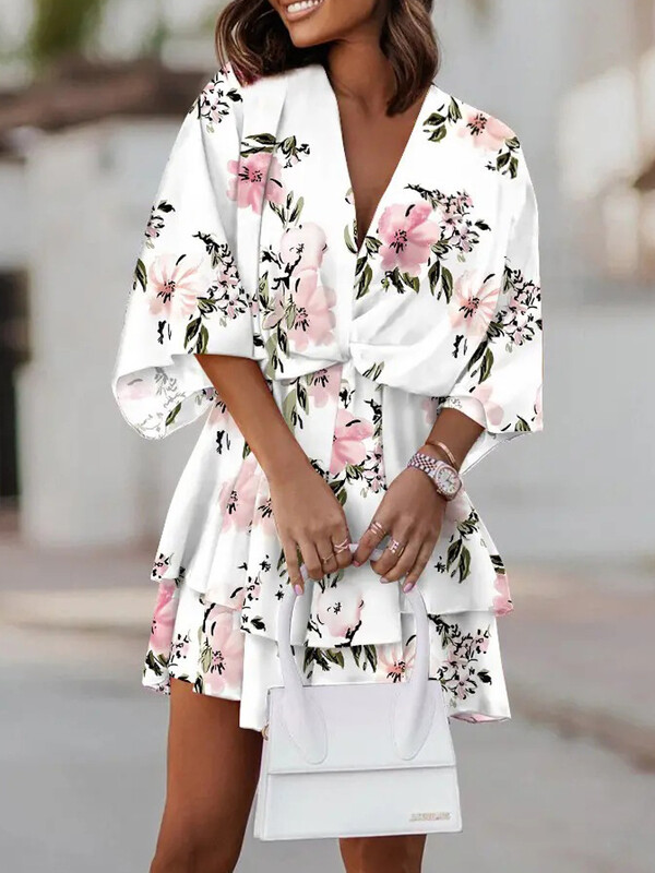 Prindi Naiste suvekleit poolvarrukatega V-kaelusega šikk ja elegantne naine Midi Boho rannakleit vabaaja põlvedeni lühikesed kleidid