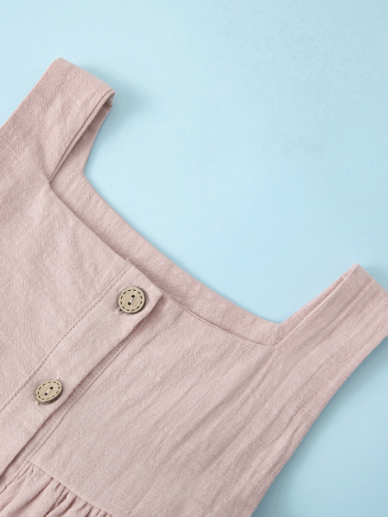 Suvised lasteriided ühevärvilised traksid tüdruku frocks linasest puuvillasest varrukateta suvekleit