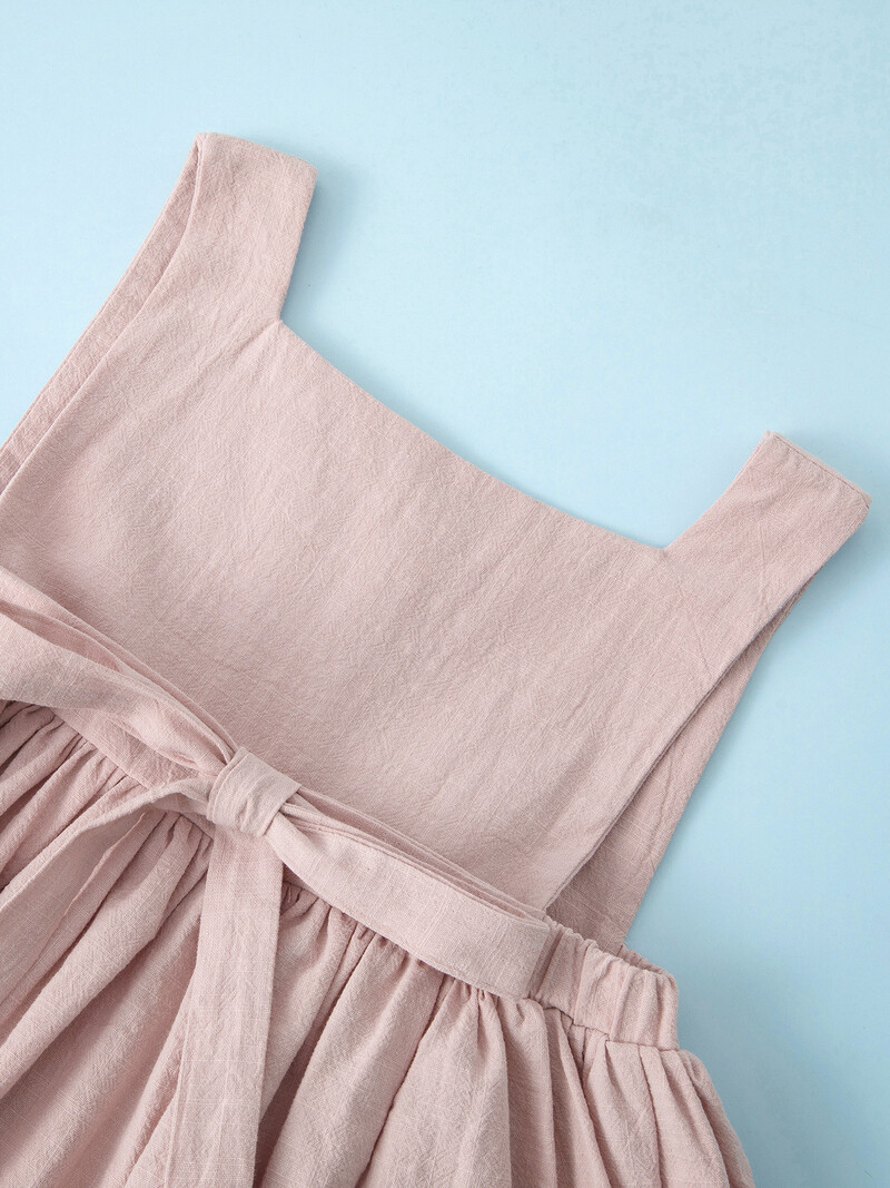 Suvised lasteriided ühevärvilised traksid tüdruku frocks linasest puuvillasest varrukateta suvekleit