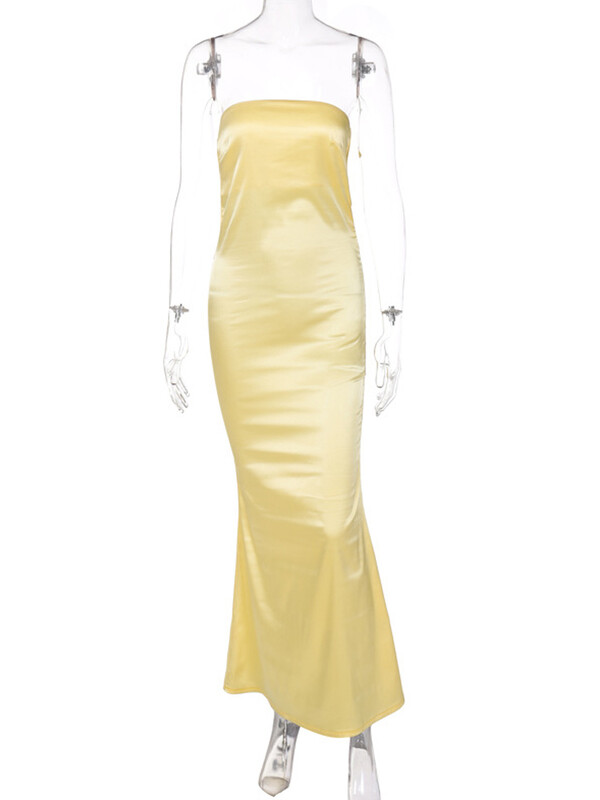 Rochie midi din satin fără spate pentru femei Rochie de vară la modă fără bretele, fără mâneci, cu mâneci, rochii elegante, 2022, pentru petrecerea de noapte, rochii de damă