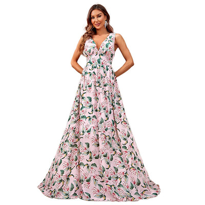 TOLEEN Rochii până la podea pentru femei Rochie din șifon cu imprimeu la modă Rochie de domnișoară de onoare pentru slăbire fără umeri Bestie PROM FormalDress