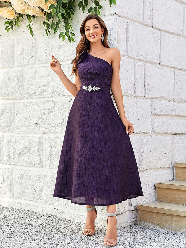 TOLEEN Naiste põrandapikkused kleidid Suvine vabaaja naiste elegantne diagonaalse kaelusega kleit Violetne õhuke kootud kleit Vestidoes Mujer