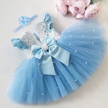 Summer Princess Toddler Παιδικά Κορίτσια Φόρεμα Tutu Γαμήλιο πάρτι 1 έως 5 ετών Φορέματα γενεθλίων για κορίτσι μαργαριτάρι Φιόγκο Κοστούμια Δαντέλα