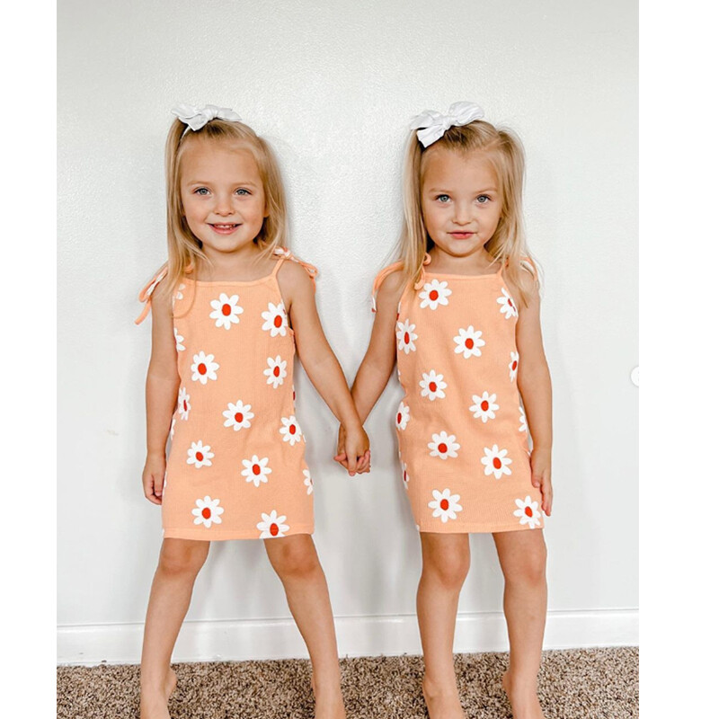 FOCUSNORM 0-4Y Ljetne slatke haljine za djevojčice S printom cvijeća Ravna haljina bez rukava s četvrtastim izrezom na vezanje
