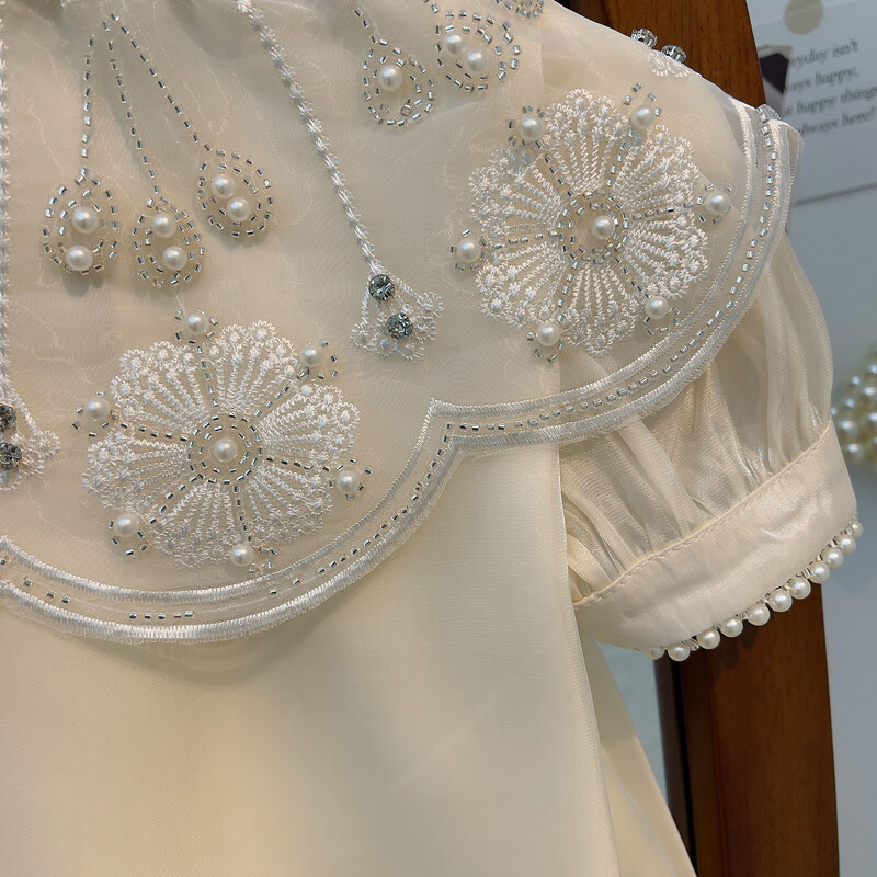 Mergaičių suknelė Vasarinė vaikiška cheongsam princesė suknelė 2023 m. nauja užsienietiško stiliaus debesies pečių sijonas mergaitei 2-12m.