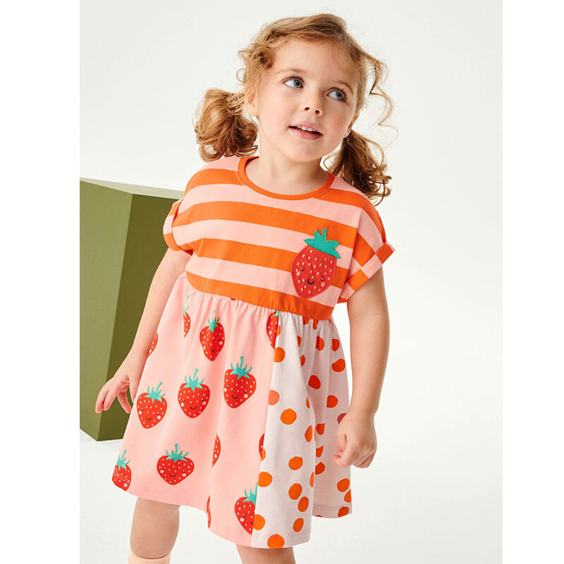 hüppavad meetrid 2-7 aastat suveprintsessi beebitüdrukute kleidid sünnipäevapeoks lastele maasika armsad laste plätud kostüümid