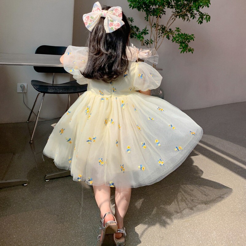 Rochie de vară pentru fete Fusta prințesă în stil occidental Rochie din plasă Fusta florală Fusta cu pom din dantelă dulce pentru copii Fusta până la genunchi