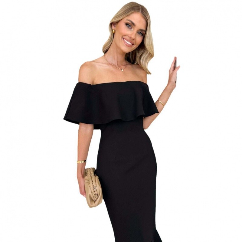 HMR-2024Kevad- ja suvised naisterõivad, sasitud seksikas õlgadeta elegantne kleit, naiste kleit