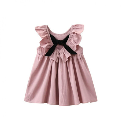 Καλοκαιρινό sundress Χαριτωμένο μωρό κορίτσι με παπιγιόν κοντό μίνι γιλέκο Φόρεμα Παιδικό Πλισέ Παιδικά Πλισέ Casual Φορέματα Αμάνικο