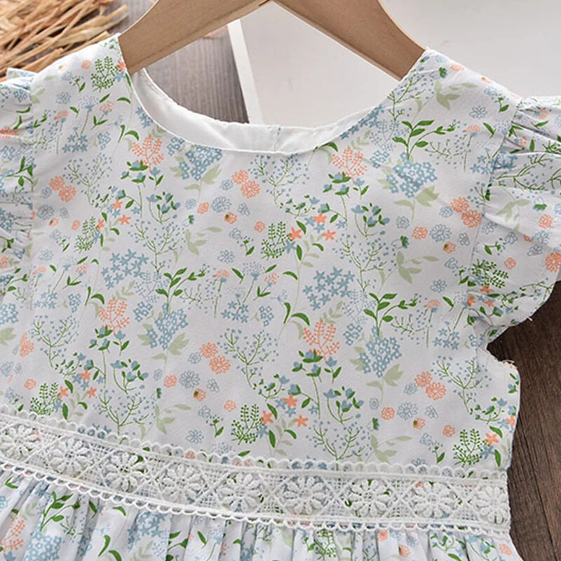 Rochii pentru fete cu flori 2024 Noua moda Haine pentru copii Rochii florale de vara Imbracaminte pentru copii din bumbac Costum 4-7 ani