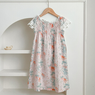 Baby Kid riided Tüdrukute Suvine Printsessi Kleit Hingav lühikeste varrukatega Kleit Daami Sweet Lilleline Vestidos Kleit Lasteriided