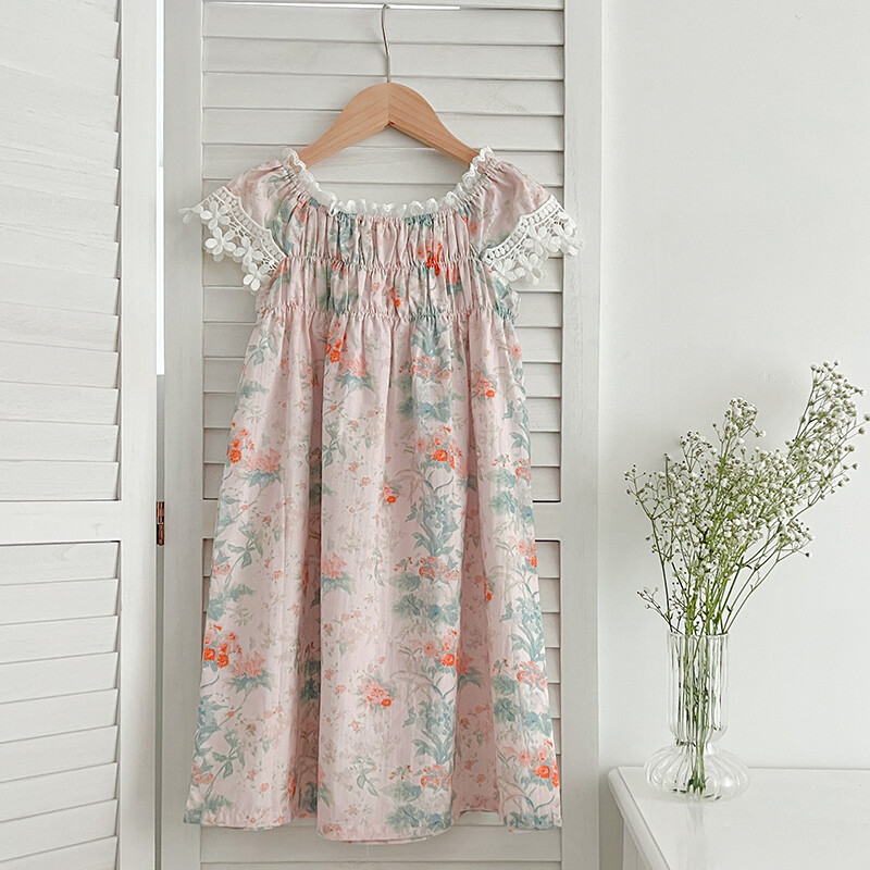 Baby Kid riided Tüdrukute Suvine Printsessi Kleit Hingav lühikeste varrukatega Kleit Daami Sweet Lilleline Vestidos Kleit Lasteriided