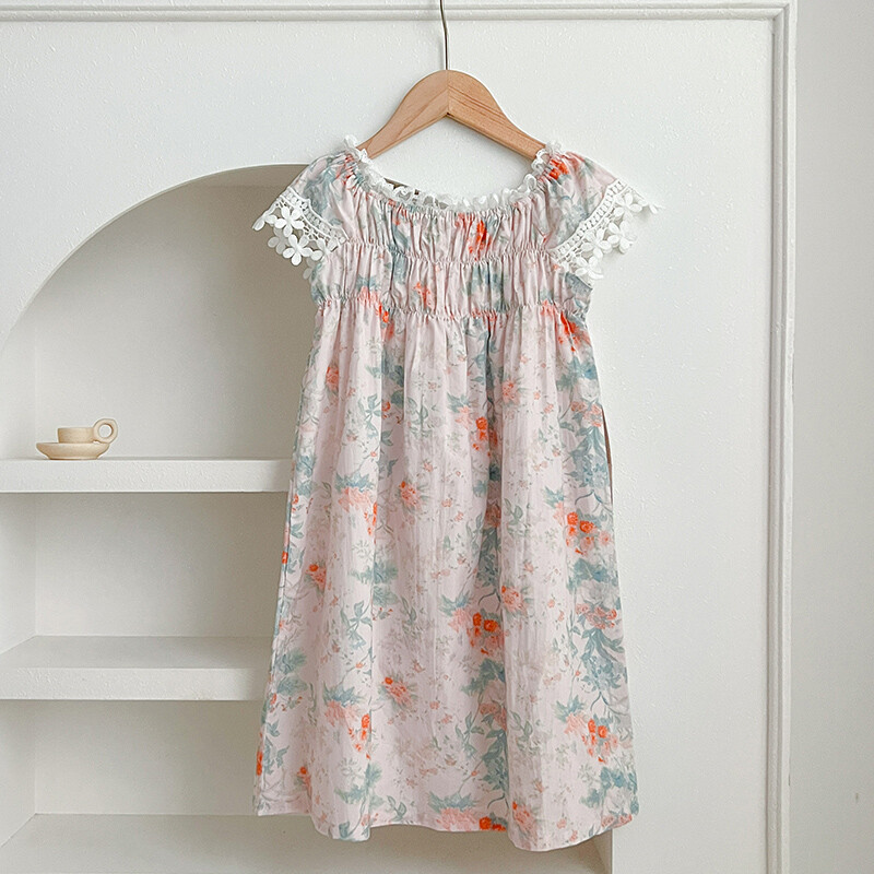 Baby Kid riided Tüdrukute Suvine Printsessi Kleit Hingav lühikeste varrukatega Kleit Daami Sweet Lilleline Vestidos Kleit Lasteriided