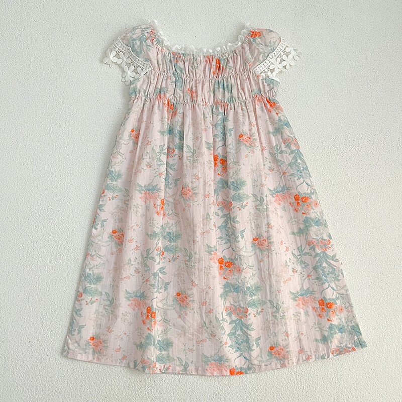 Baby Kid riided Tüdrukute Suvine Printsessi Kleit Hingav lühikeste varrukatega Kleit Daami Sweet Lilleline Vestidos Kleit Lasteriided