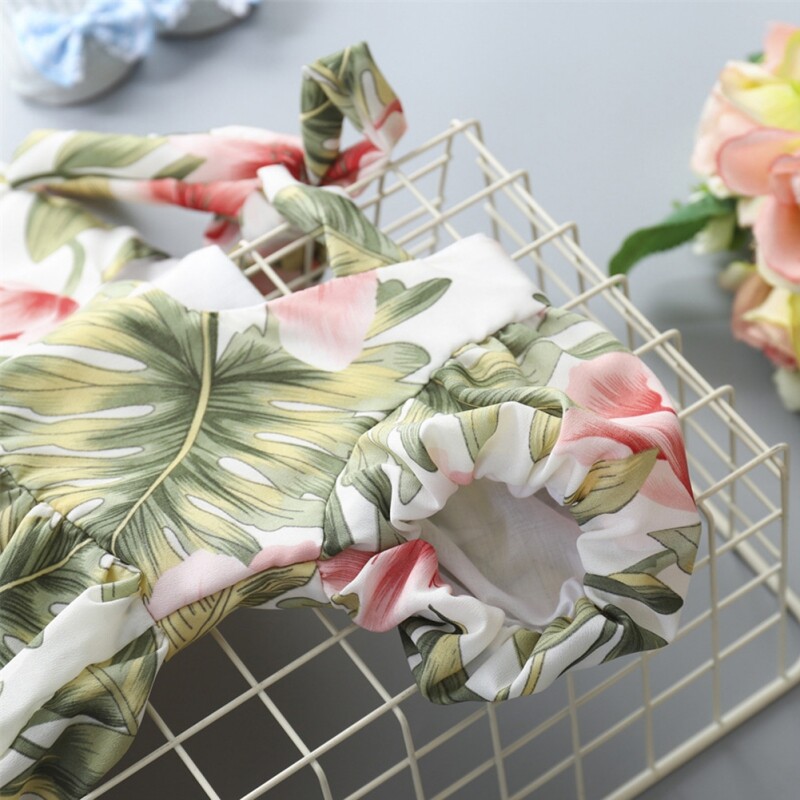 Suvised väikelaste kleidid Beebi tüdrukute riided Armsad lilled Prinditud vibu lapsed Printsessikleit Tüdrukud vabaajakleit Lasteriided