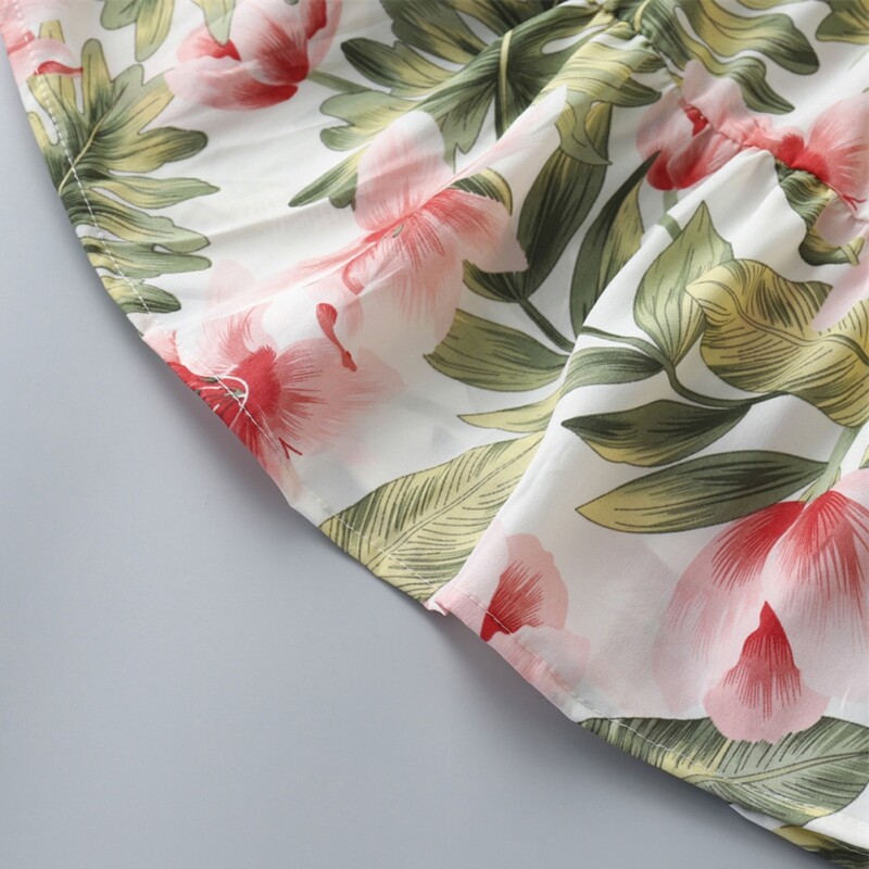 Suvised väikelaste kleidid Beebi tüdrukute riided Armsad lilled Prinditud vibu lapsed Printsessikleit Tüdrukud vabaajakleit Lasteriided