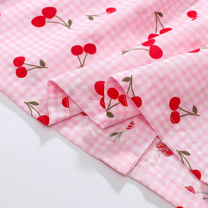 Little Maven Îmbrăcăminte pentru copii 2024 Rochii roz pentru fetițe Rochii de vacanță de vară cu cireșe din desene animate Haine pentru copii Rochie de petrecere