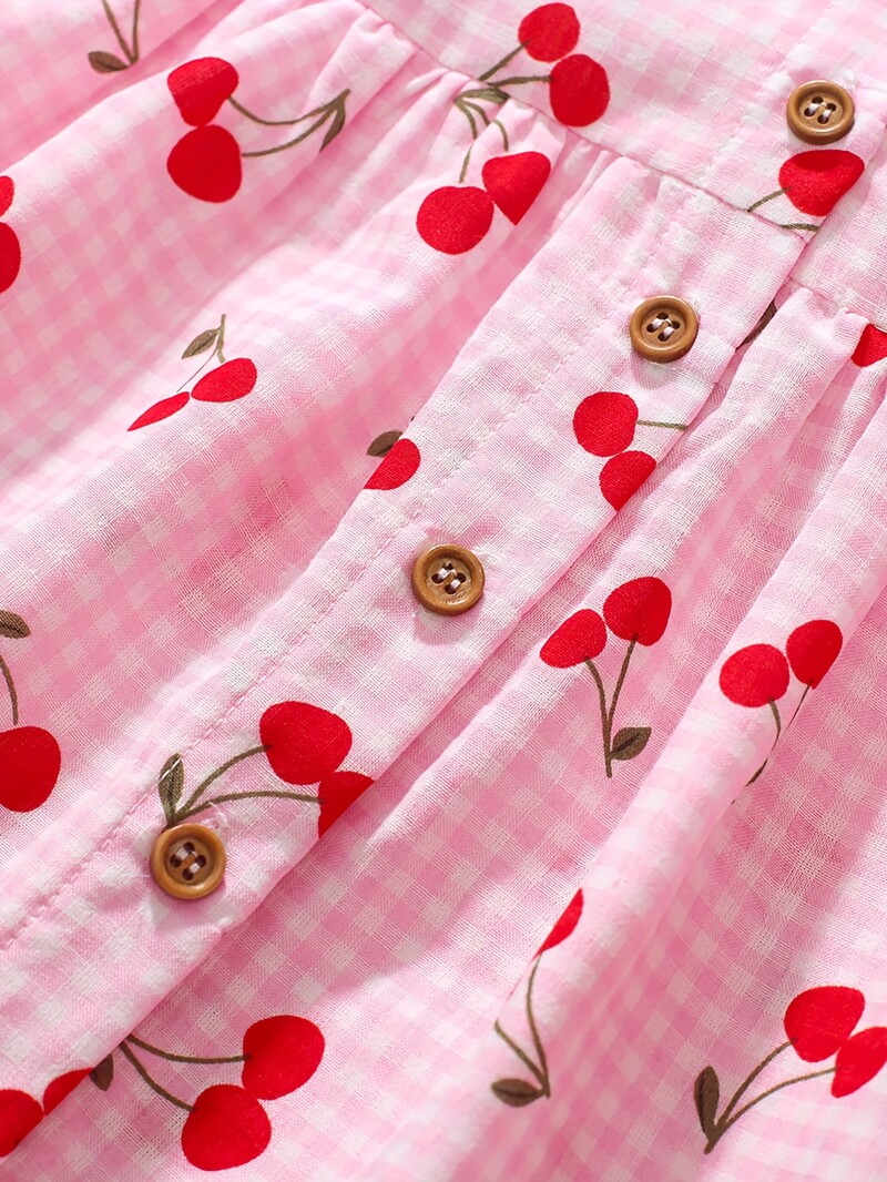 KaLa KaLa Girls Sweet Puff varrukatega ruuduline kleit - hingav avar suvekleit marjatrükiga