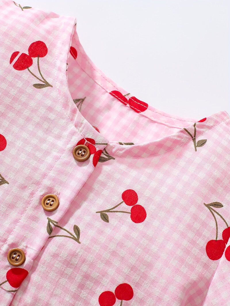 KaLa KaLa Girls Sweet Puff varrukatega ruuduline kleit - hingav avar suvekleit marjatrükiga