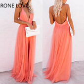 Ženska ljetna haljina s križanim mrežastim zakrpama, maksi haljina za zabave