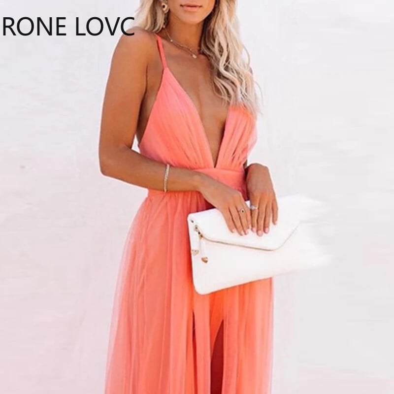 Ženska ljetna haljina s križanim mrežastim zakrpama, maksi haljina za zabave