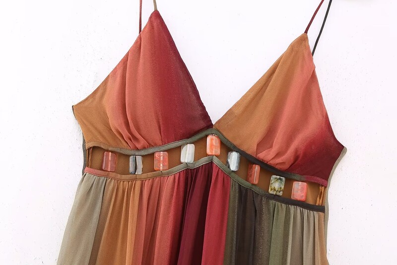 AYUALIN Rochii maxi de epocă cu talie de vară Rochii de petrecere scobite Rochii boho de plajă Rochie sexy fără mâneci cu bretele fără spate femei