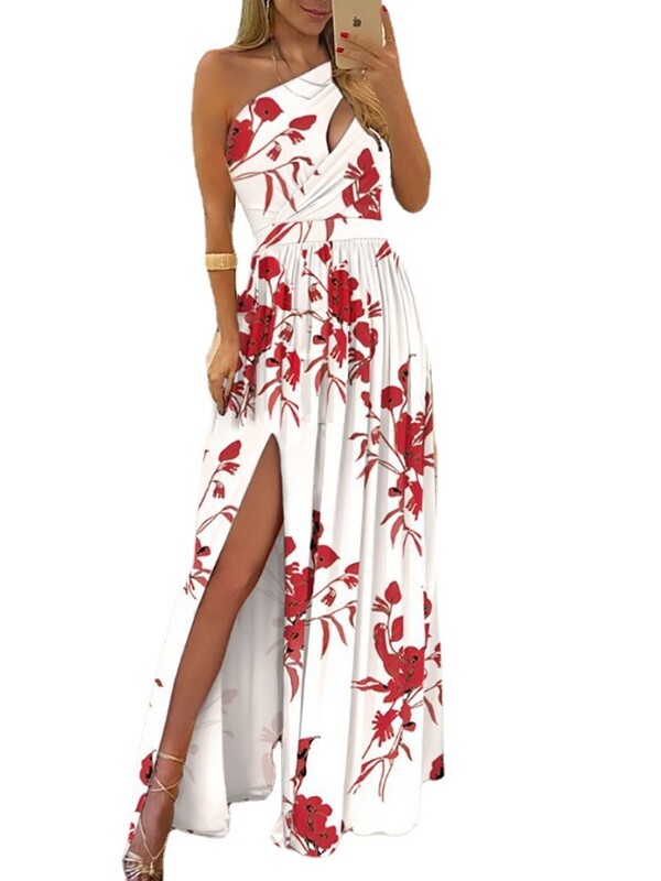 Naiste uus kaldus õlgade pikkune kleit temperamendiga varrukateta seksikas kõrge vöökohaga lõhestatud kleit, suur kiikkleit