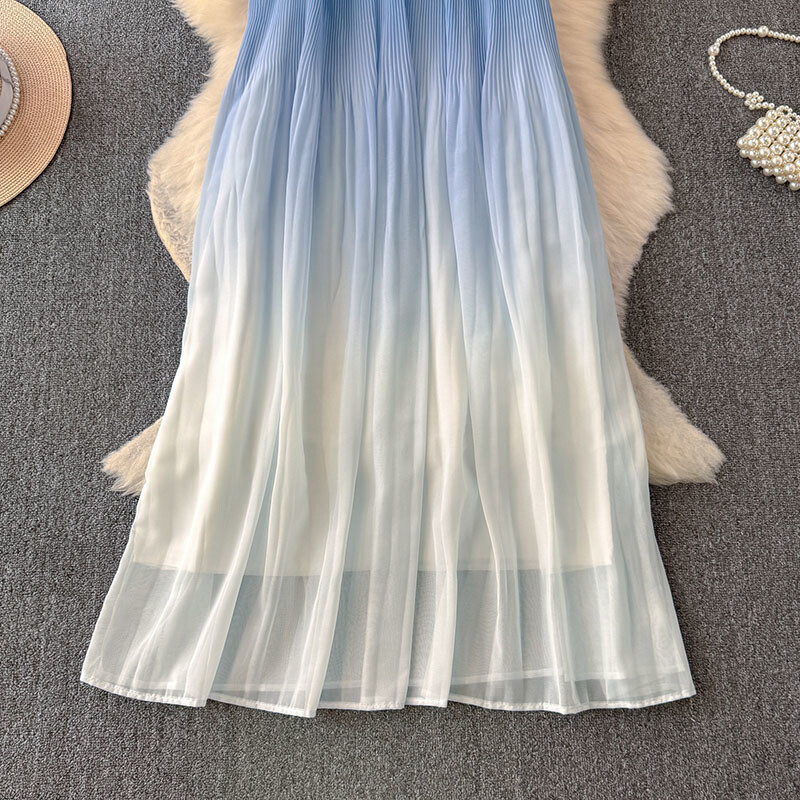 EWQ suvine vabaaja plisseeritud sling-kleit naistele. Varrukateta A-kujulised varrukateta kleidid, mitmekülgsed 2024. aasta uued rõivad 27C656