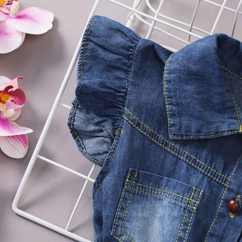 Ameerika ja Euroopa stiilis lilleline teksakleit 2–16-aastastele tüdrukutele noortele vööga vabaaja kleit lastele teismeliste moodsad suvekleidid