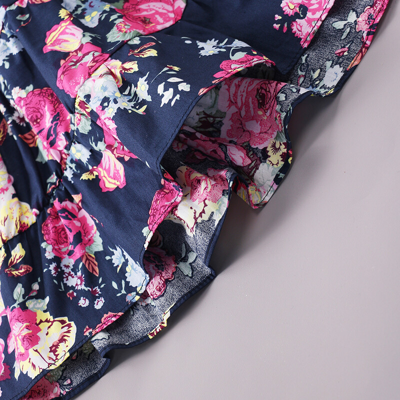 Ameerika ja Euroopa stiilis lilleline teksakleit 2–16-aastastele tüdrukutele noortele vööga vabaaja kleit lastele teismeliste moodsad suvekleidid