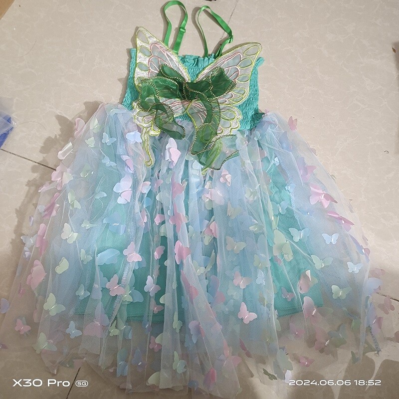 Φόρεμα για κορίτσια μόδας με κορδέλα πεταλούδα 2024 Καλοκαίρι Παιδικά Φτερά Διχτυωτό Φόρεμα Παιδικό Παιδικό Φόρεμα Πριγκίπισσας