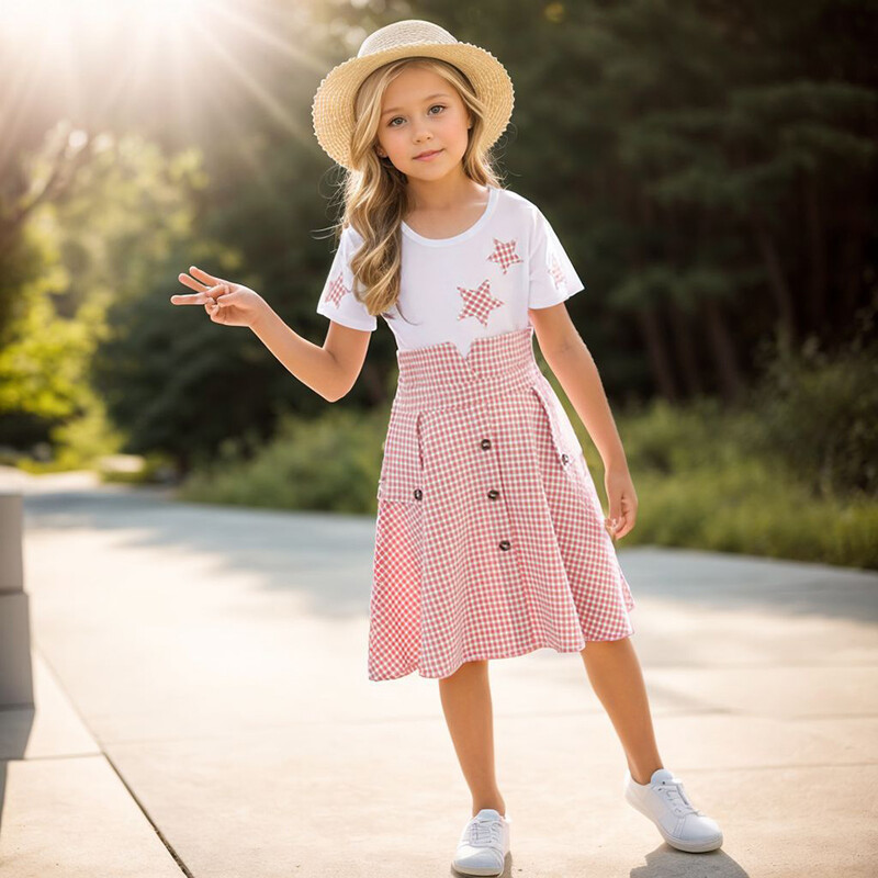 Tüdrukukleit Tähemustriga Tüdrukute peokleit vabaaja stiilis lastekleit suvine tüdrukute riided 6 8 10 12 14