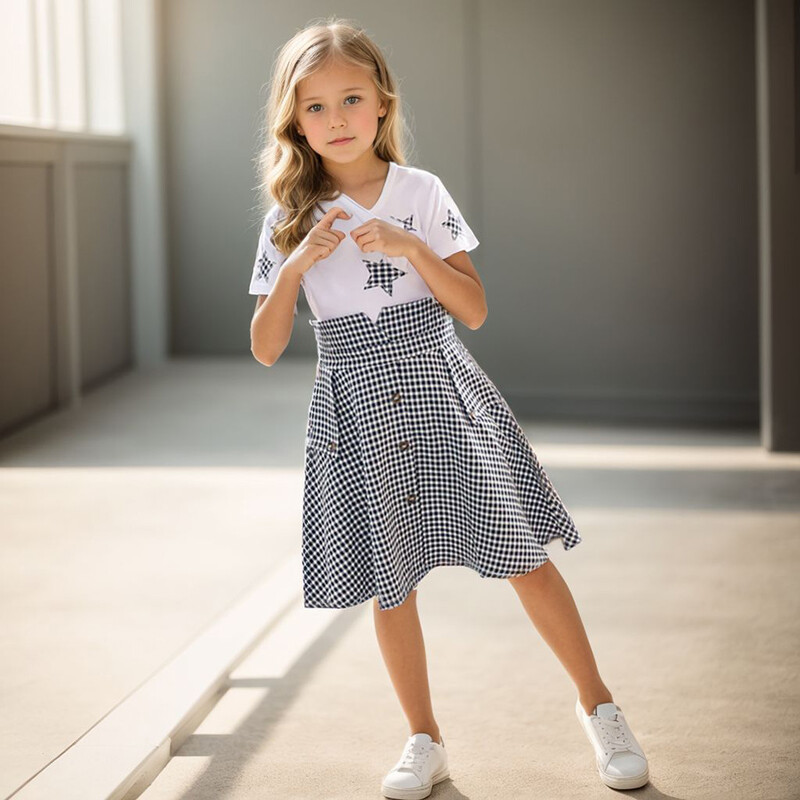 Tüdrukukleit Tähemustriga Tüdrukute peokleit vabaaja stiilis lastekleit suvine tüdrukute riided 6 8 10 12 14